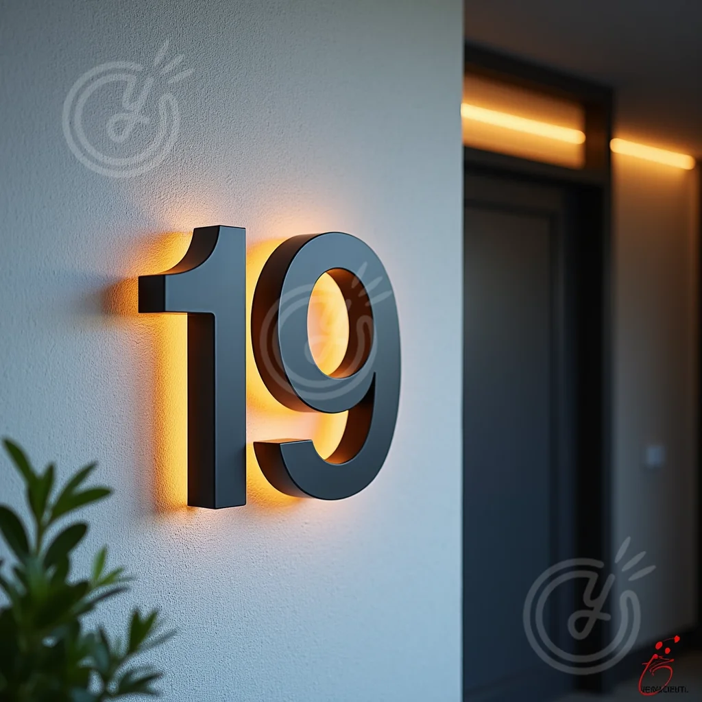 رقم المنزل المخصص في الهواء الطلق ثلاثية الأبعاد LED رسائل معدنية تسجيل لواجهة متجر الأعمال في الهواء الطلق مقاوم للماء علامات الباب الخلفية مضيئة