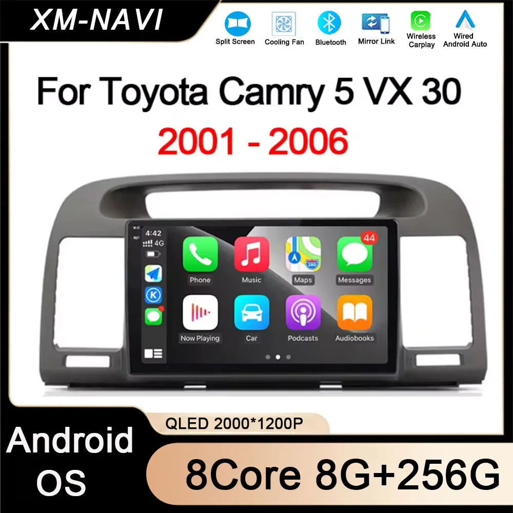 

Android OS For Toyota Camry 5 VX 30 2001 - 2006 Car Radio Video Carplay Nevigation GPS 4G BT Auto Multimedia Player NO 2din DVD