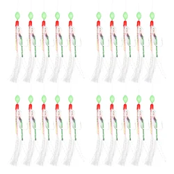 4 Packs/20pcs Mackerel Feather Hooks Sea Boat Fishing Lures Rigs