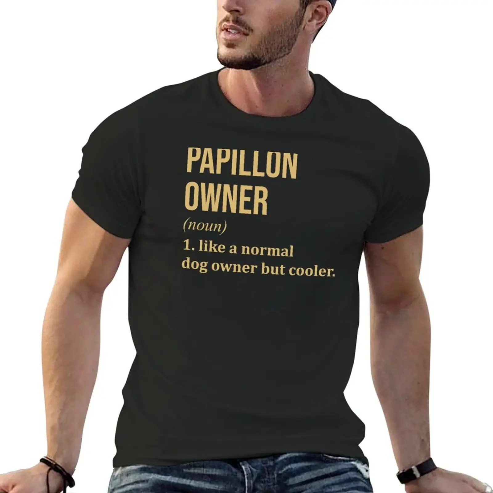 Papillon Dog Owner Definition in Gold T-Shirt shirts graphic tees shirts graphic tee kawaii clothes designer t shirt men