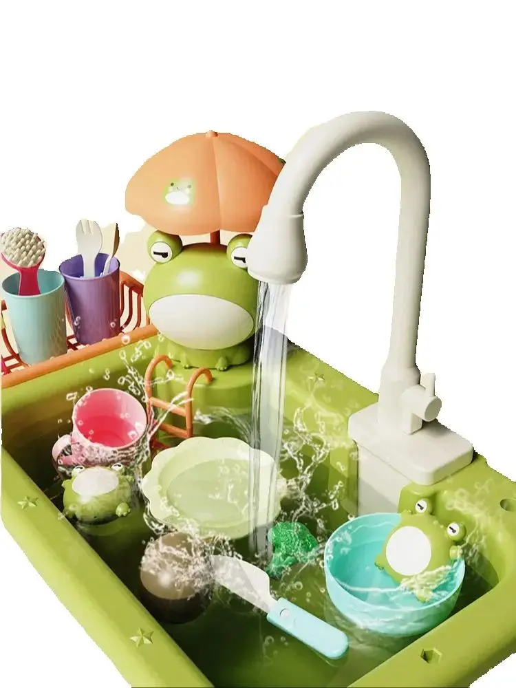 ชุดของเล่นครัวเด็กพร้อมเครื่องล้างจาน ของเล่นน้ำไหล ของเล่นอาหารจำลอง ของเล่นตกปลา ของเล่นบทบาทสมมติ ของขวัญวันเกิดเด็ก สร้างจินตนาการและความสนุก
