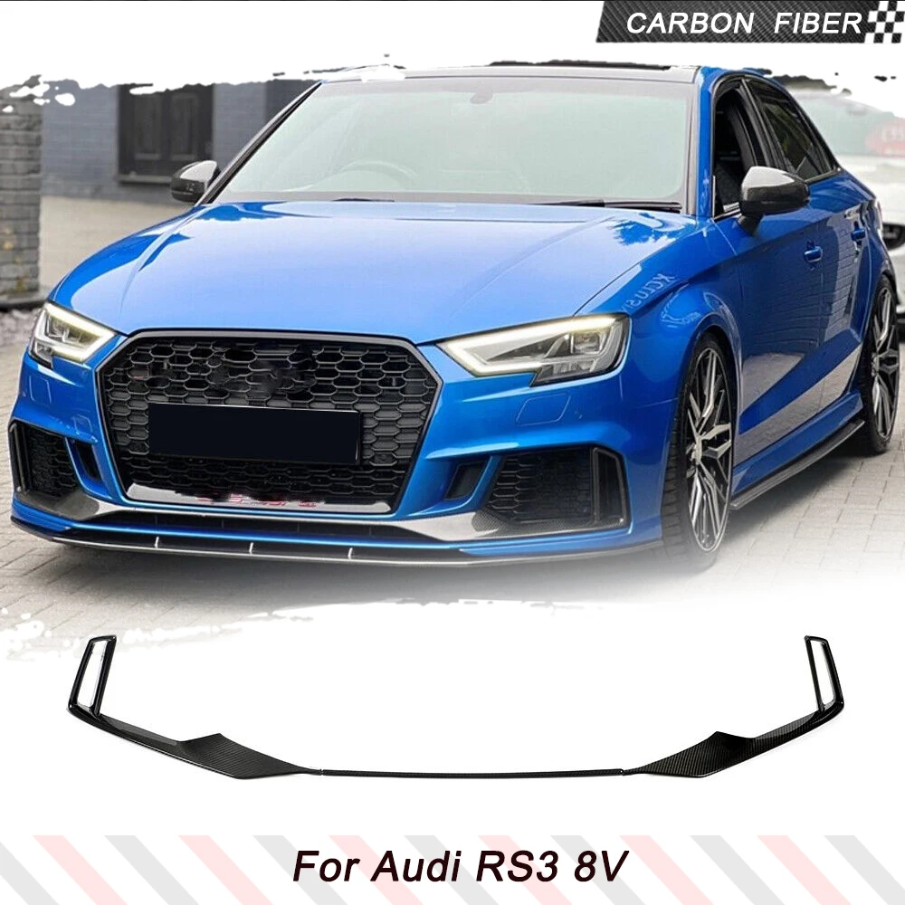 

Dry Carbon Car Front Bumper Lip Spoiler Air Vent Trims Decoration for Audi RS3 Sedan 2017-2021 Car Front Body Kits Splitters