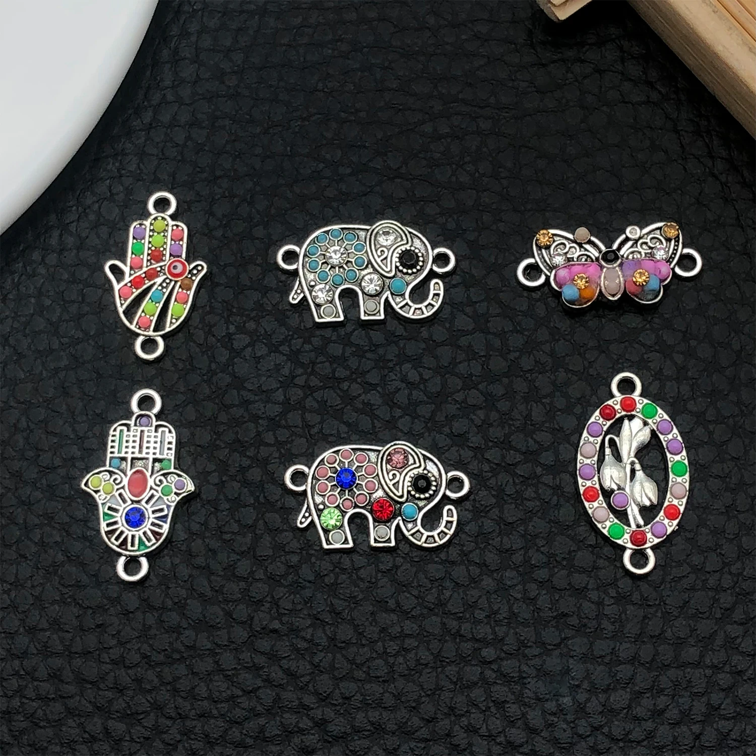 5/6pcs Zinc Alloy Colorful European and American Style Small Pendants Charms Connectors For Jewelry Making Bracelet Findings ﻿