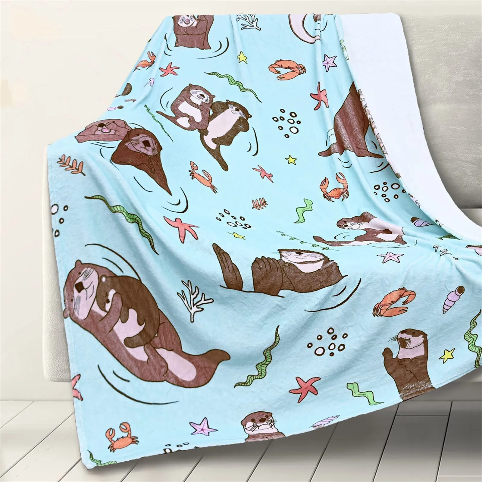 CLOOCL Cute Otters Flannel Blanket Funny Animals Doughnut 3D Printed Throw Blanket for Beds Sofa Office Nap Quilts Dropshipping