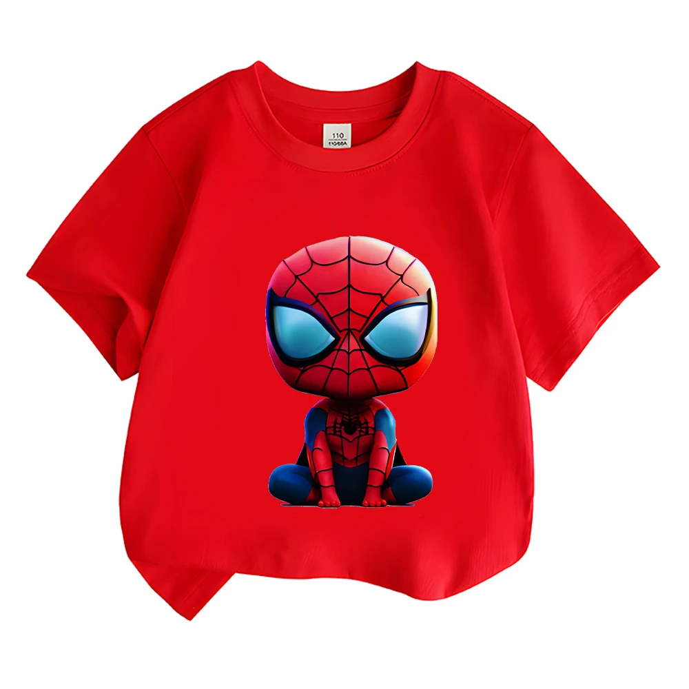 New Spidey Cartoon Print Kids T-shirt Cute Girls Tee-shirt Casual Round Neck Boys Cotton Tshirt Wysokiej jakości koszulki dziecięce Top