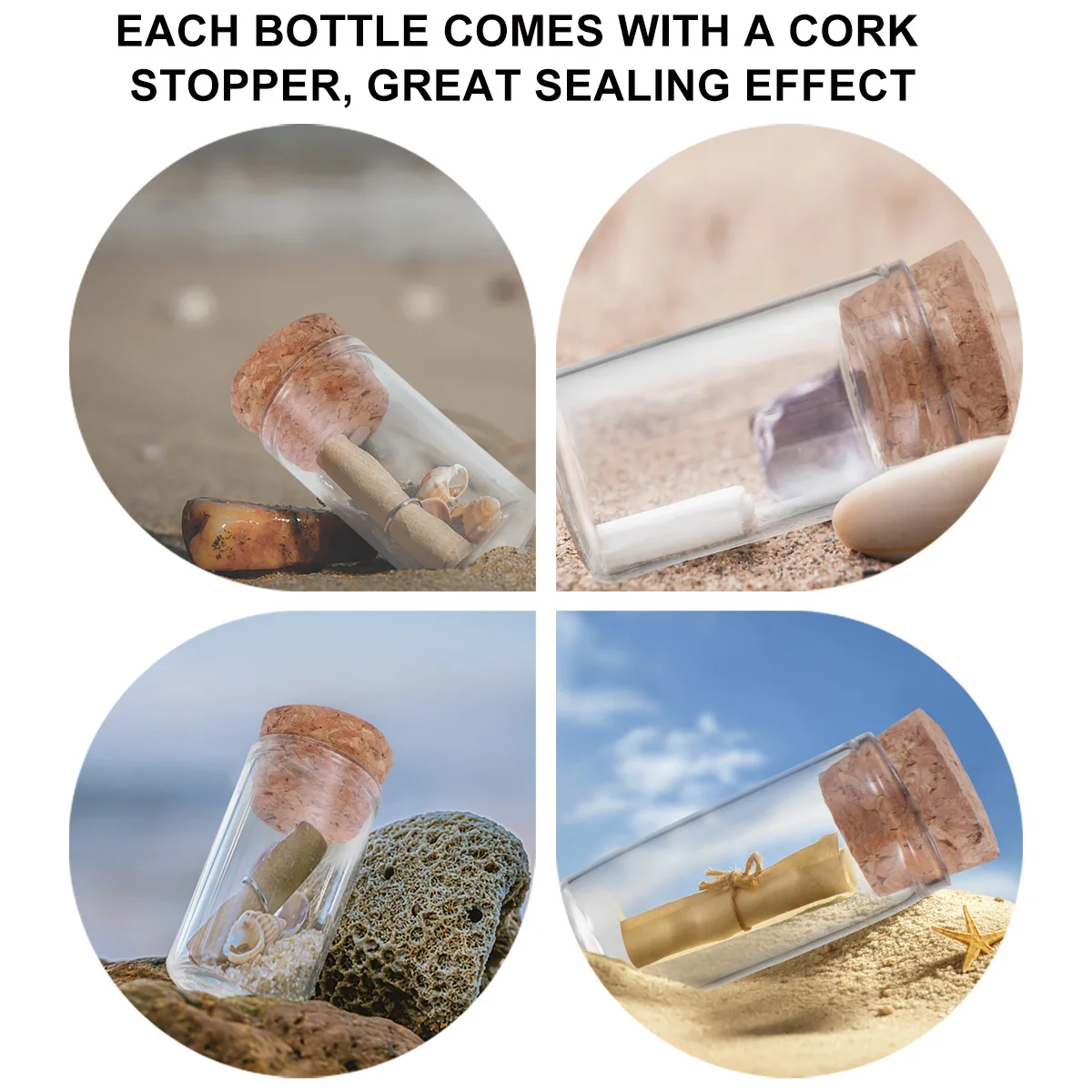 

10 PCS Creative Glass Bottle Reusable Mini Bottles with Cork Stopper Wishing Cordyceps