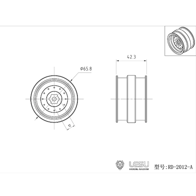 

LESU Spare Metal Front Rear Wheel Hub RC Parts for Toys TOUCAN 1/16 RC Tractor Model RC Dump Truck for Boys