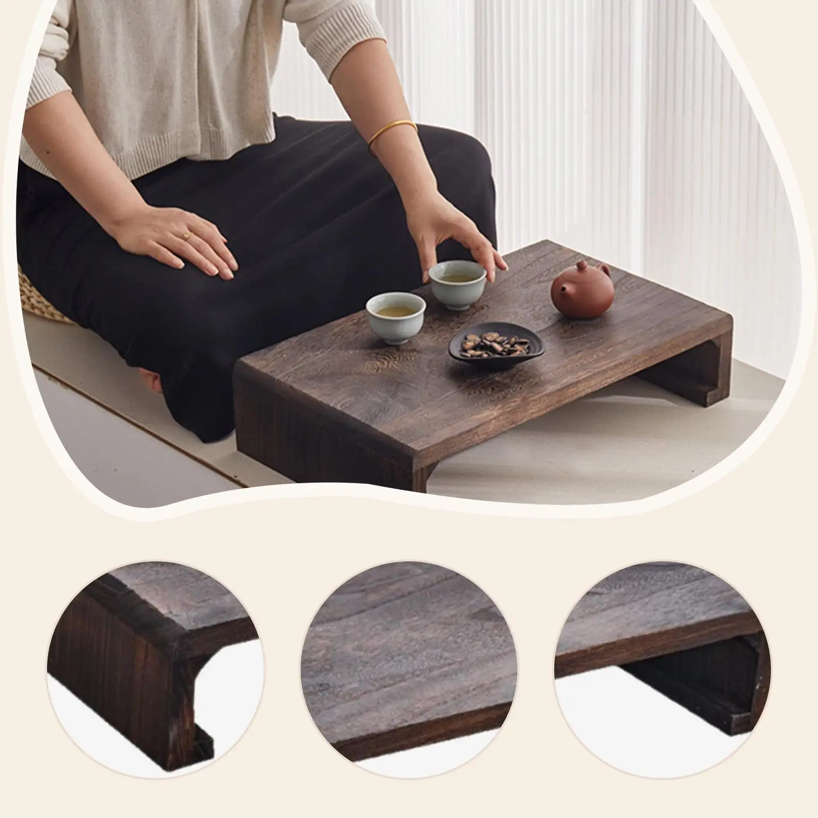 Picture 6: Wooden Low Stool Space Saving Practical Creative Versatile Elegant Foot Rest Step Stool for Household Bedroom Couch Office Desk