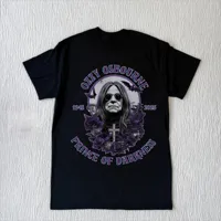 2025 Summer Men’s Gothic Style Music Print T-Shirt Retro Rock Vibe Cotton Tee Streetwear Oversized Casual Top