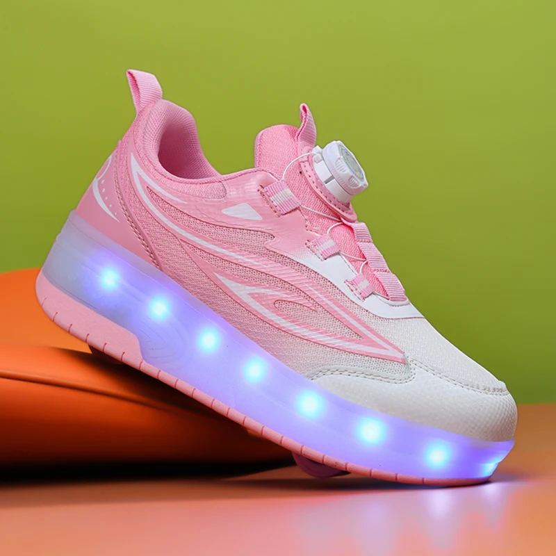 

Outdoor Sport Skateboard Shoes Children's Walking Sneakers Kids Roller Skates Boys Girls Charge Luminous Roller Shoes Sneaker
