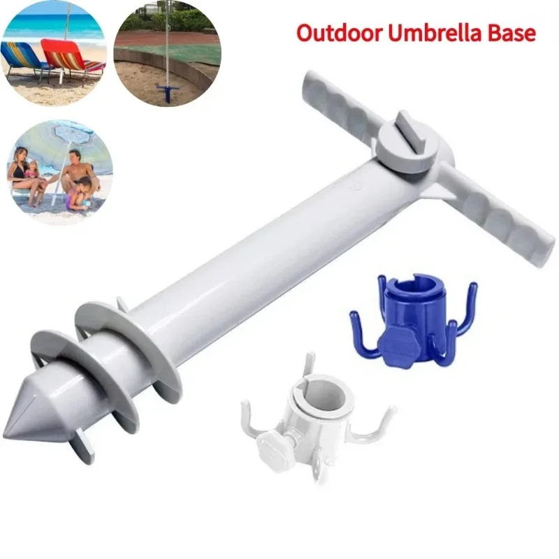 1/2Set Heavy Duty 5 Spiral Beach Umbrella Anchor, Double Hook Stake, Wind Resistant Universal Base for Outdoor Garden