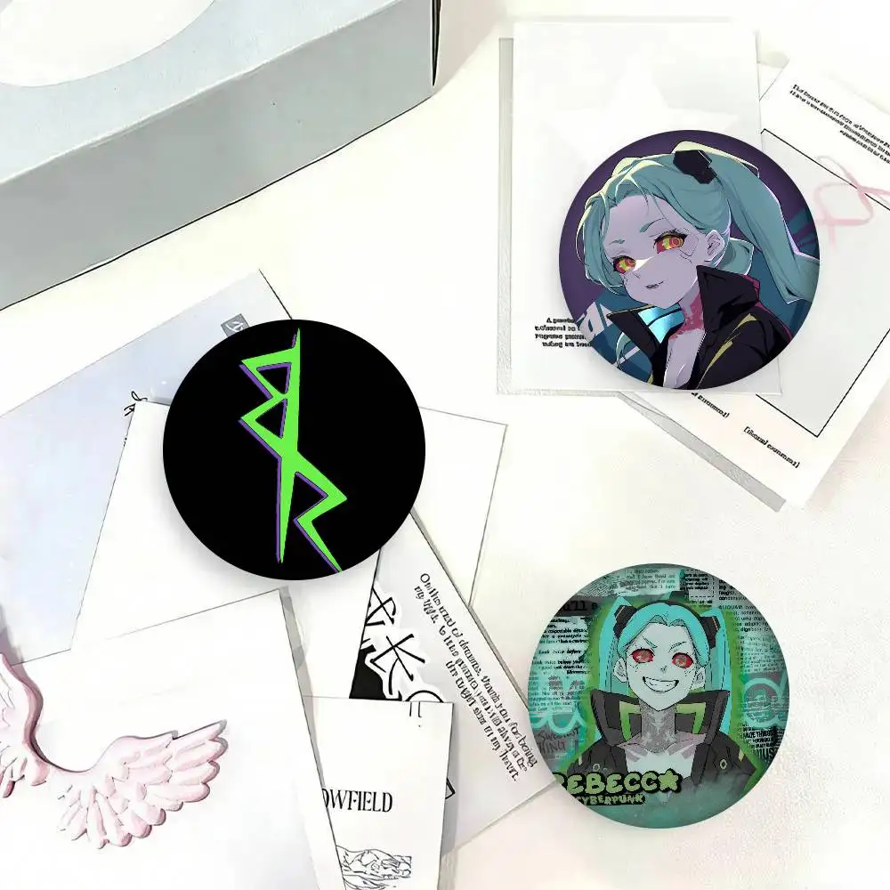Game Samurai C-cyberpunk Rebecca  Creative Pins Fun Round Snap-in Brooch Badge Backpack Hat Accessories Jewelry Gifts for Friend