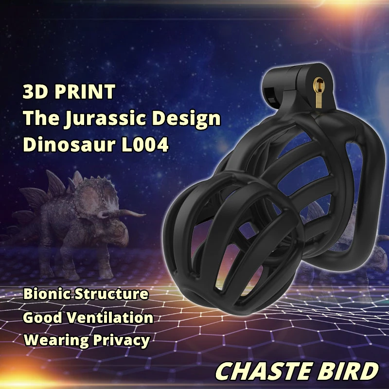 2023 NEW 3D Print Jurassic Design Breathable Cock Cage 2 Types of Penis Rings Male Chastity Device Adult Products Sex Toys L004