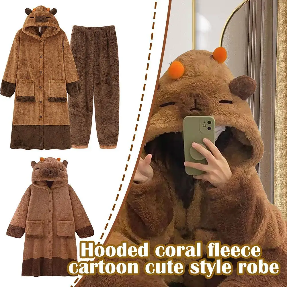 Cartoon Fleece Pyjama Flannel Anime Robes Adults Animal Pajamas Women Men Warm Winter  Sleepwear