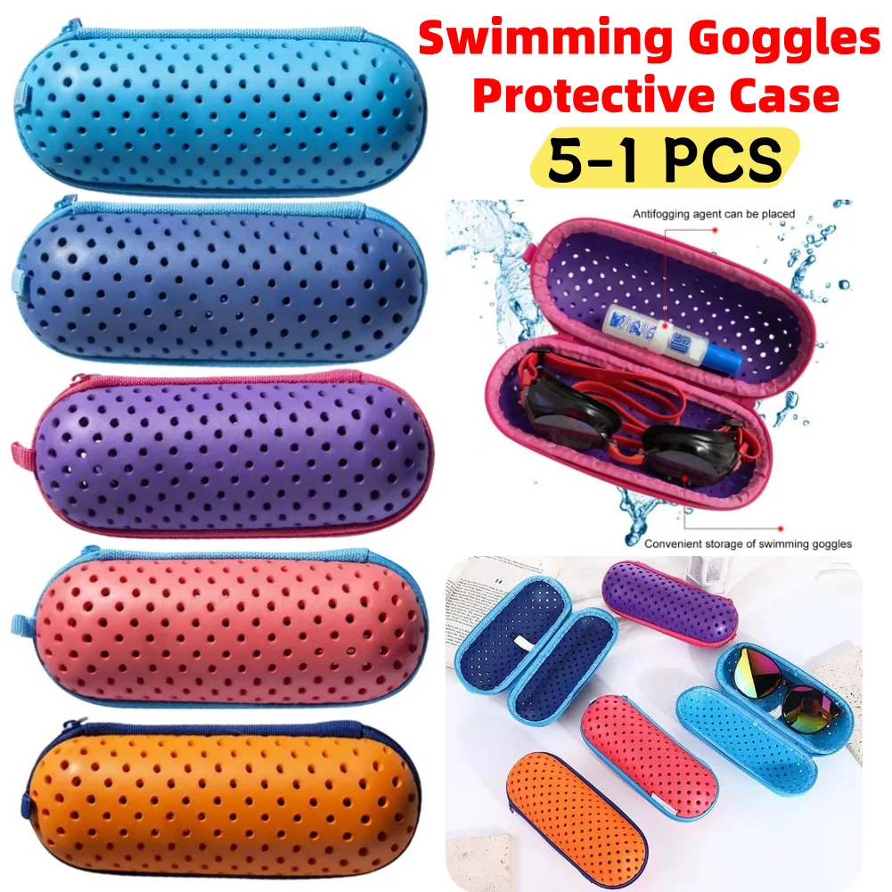 

Swim Goggle Case Swimming Goggles Protection Box with Clip & Drain Holes Goggles Protective Case Breathable for Men Women Kids