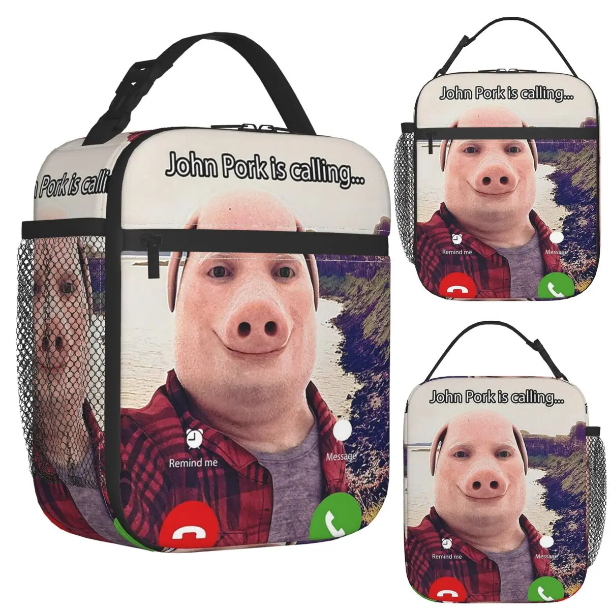

John Pork Is Calling Answer Call Phone Insulated Lunch Bag for Picnic Storage Food Boxes Container Cooler Thermal Lunch Box Tote