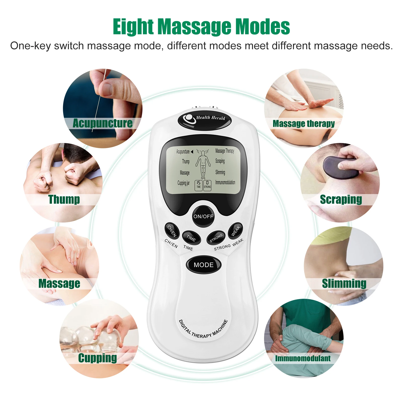 8 Modes Tens Unit EMS Muscle Stimulator Physiotherapy Microcurrent Low Frequency Pulse Anti-cellulite Electric Body Massager EMS