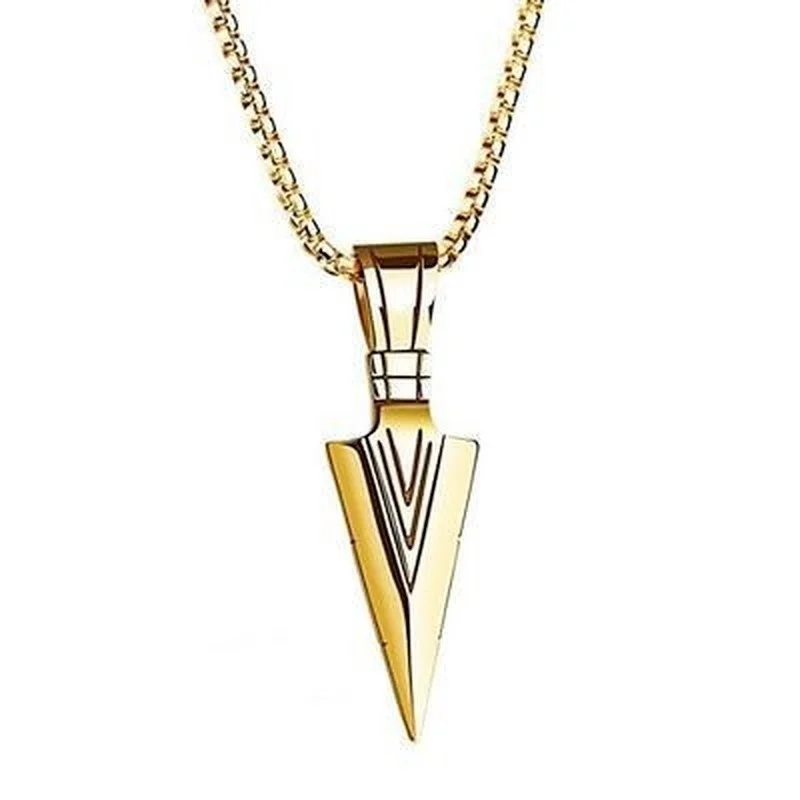 Titanium Steel Arrow Pendant Necklace Vintage Men's Fashion Domineering Punk Hip Hop Jewelry Creative Personality Pendant Gift