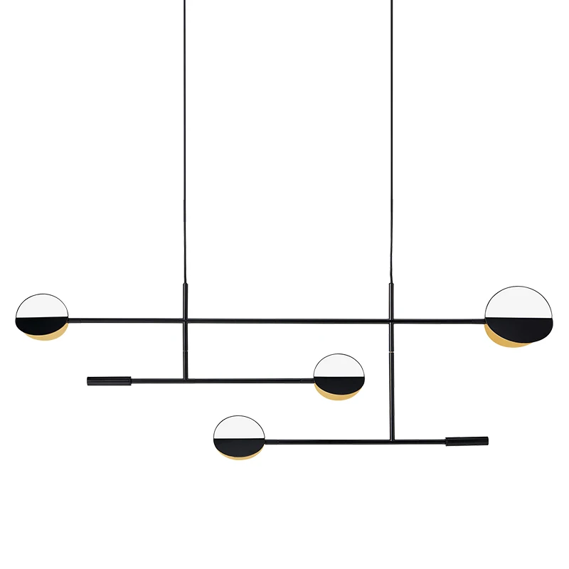 Doğrusal Modern Led Kolye Işıkları Siyah Altın rengi 4 Lamba Oturma Odası Yemek Odası Asılı Sarkıt Dia.60/80 cm Aydınlatma