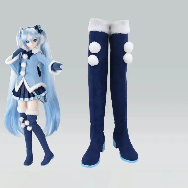 Snow Miku 20012 zapatos de Cosplay botas mujeres tenga en cuenta la altura del zapato y la circunferencia de la pierna al realizar el pedido mj:3