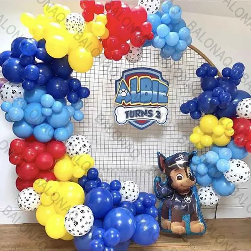1 Satz Hunde pfote Ballon bogen rot blau gelb Knochen pfote drucken Luftballons Girlande für Geburtstag Baby party Patrouille themen orientierte Party dekor