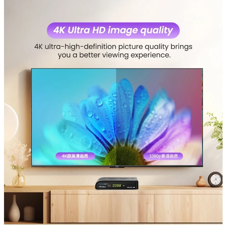 [أصلي] أحدث صندوق تلفزيون لاستقبال الأقمار الصناعية FREESAT V8 Ultra DVB-S/S2/S2X,DVB+T/T2,ISDB-T/Cable/ATSC-C 4K UHD 1080P مدمج WiFi