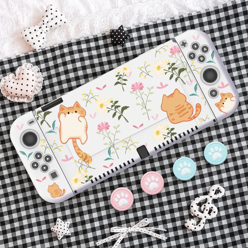 For Switch Switch OLED Protective Case Cover, TPU Soft Shell, Detachable, Full Protection, Bonus 4 Thumb Grips, Dustproof, Slim