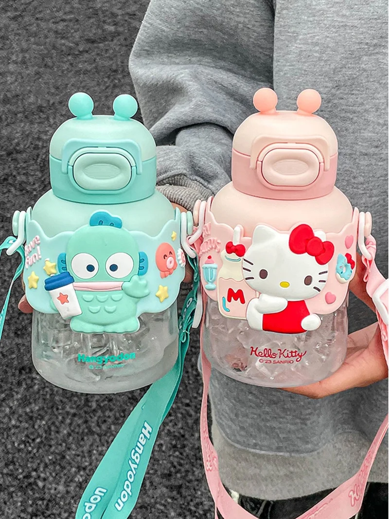 Katie Cat Water Cup For Girls With High Appearance And Anti Drop Plastic Belly Cup With Straw, Large Capacity Water Bottle