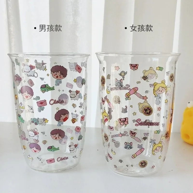 Sailor Moon – tasse à café transparente pour femmes, dessin animé mignon, haute teneur en borosilicate, verre résistant aux hautes températures, pour usage domestique