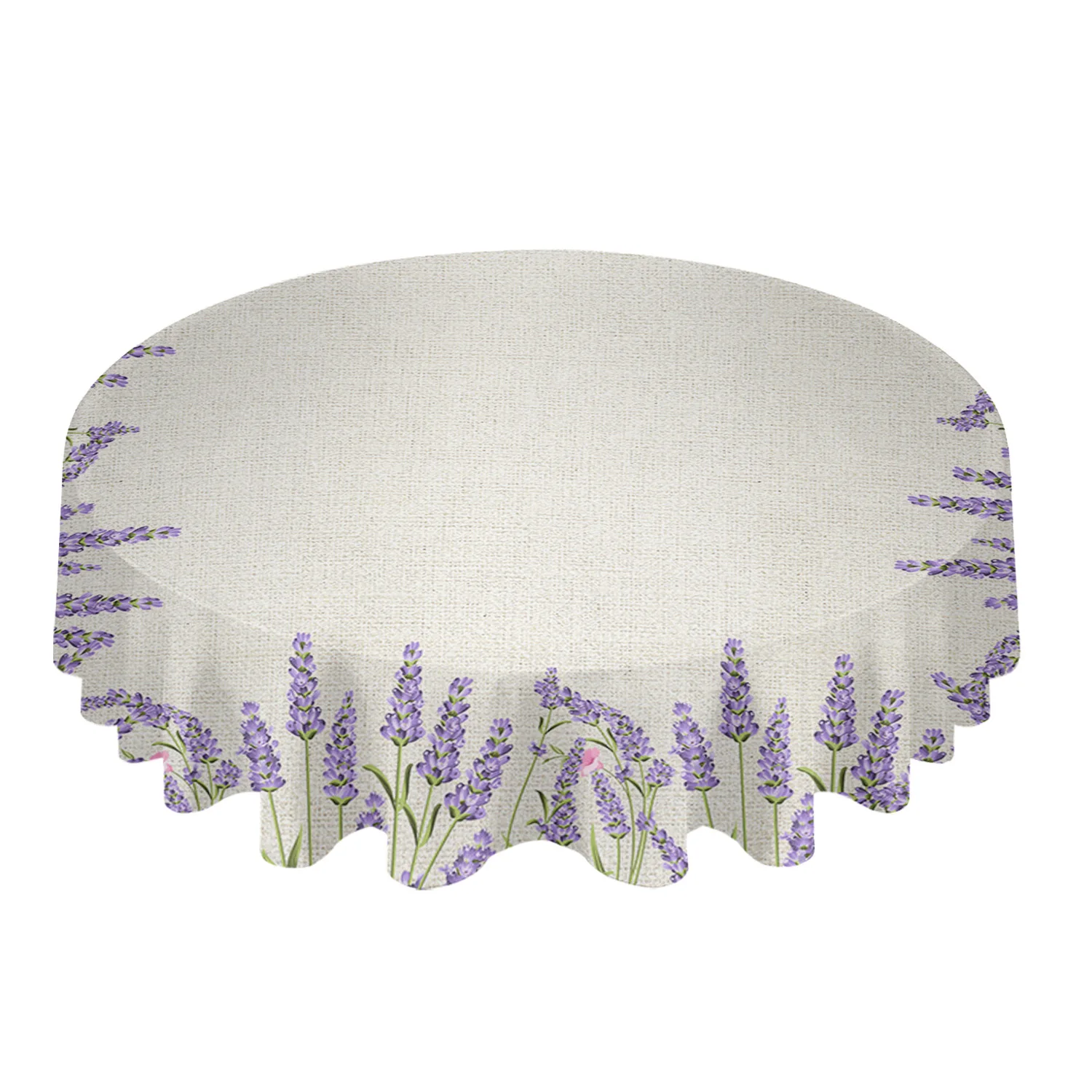 Lavender Cotton Hemp Sole Round Tablecloth Kitchen Decor Waterproof Table Cloth Dining Coffee Table Cover Picnic Mat