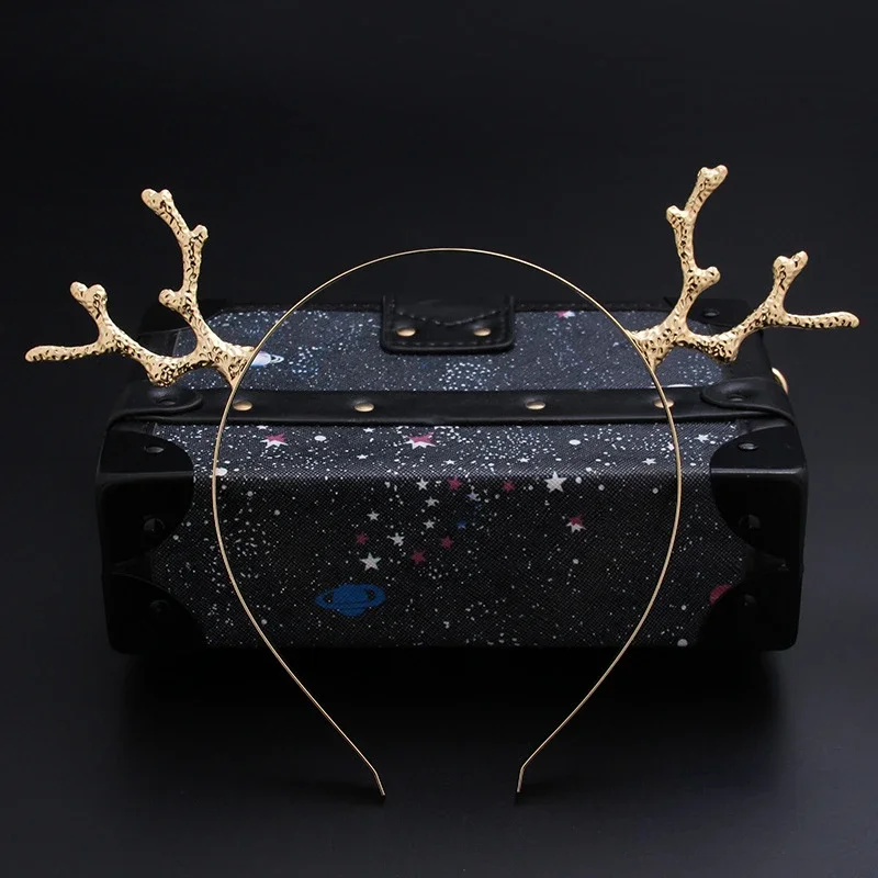 1pcs Adult Children Metal Christmas Reindeer Antlers Headband Xmas Hair Band Deer Horn Hairband Holiday Party Cosplay