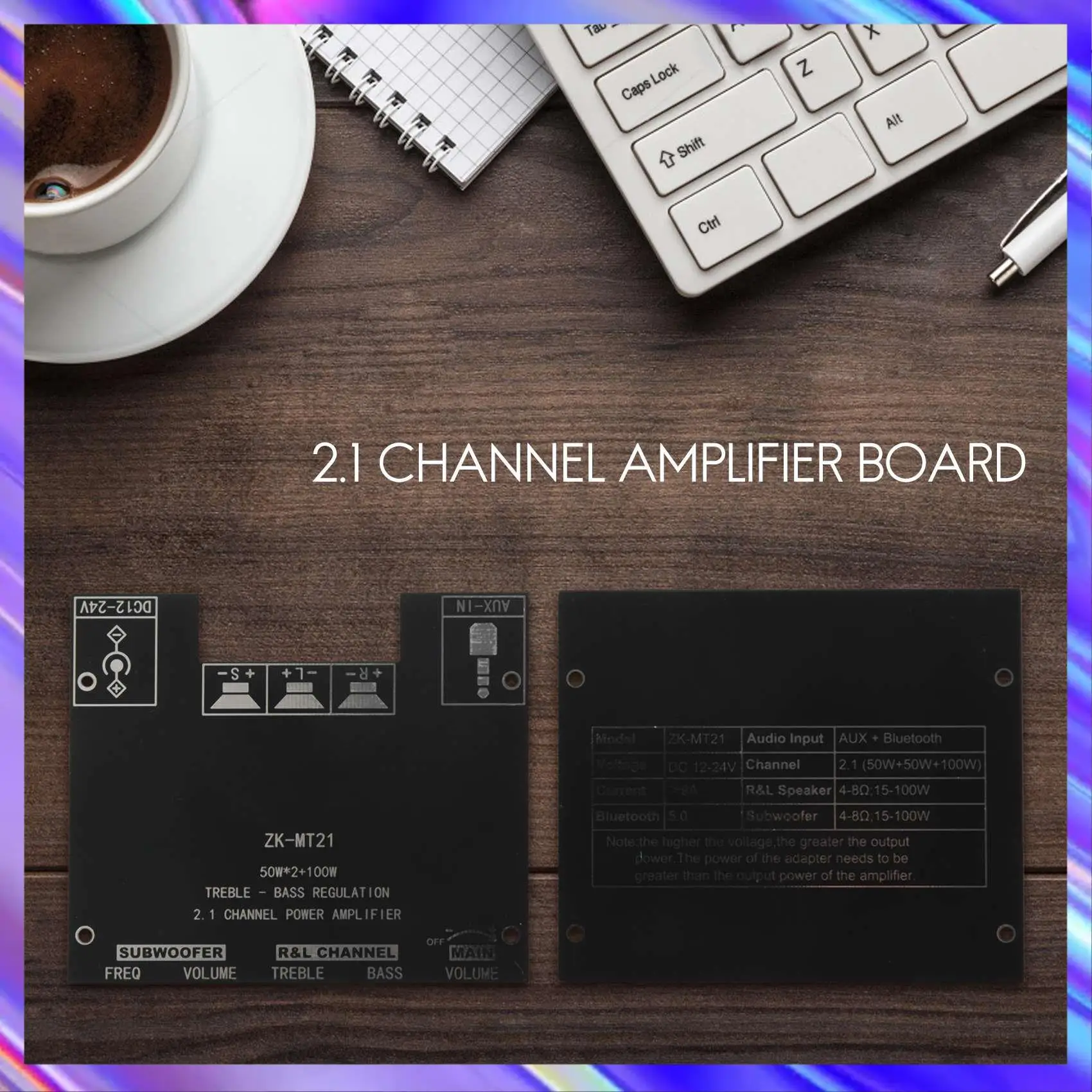

A24U ZK-MT21 2.1 Channel Bluetooth 5.0 Subwoofer Amplifier Board 50WX2+100W Power Audio Amplifier Board Speaker With Antenna