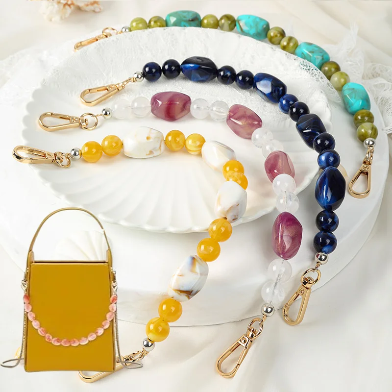 

Gemstone Imitation Decor Bag Chain, Handle Purse Strap Extender Bag Straps Lobster Clasp for Underarm Bag Clutch Handbag Tote