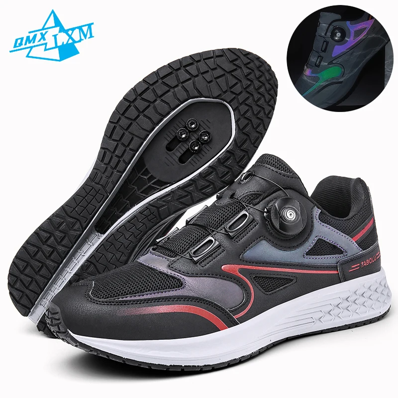 LiXingMing Cycling Shoes Mountain Men Black Flat Road Bike Racing Self-Locking Speed Bicycle Sneakers Cycling And Sport Footwear