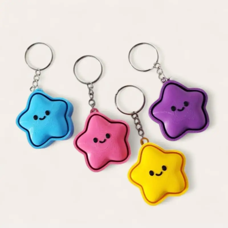 3D Printed Star Clicker Keychain Portable Fidget Toy Backpack Charm Anti‑Anxiety Decompression Gift Choice