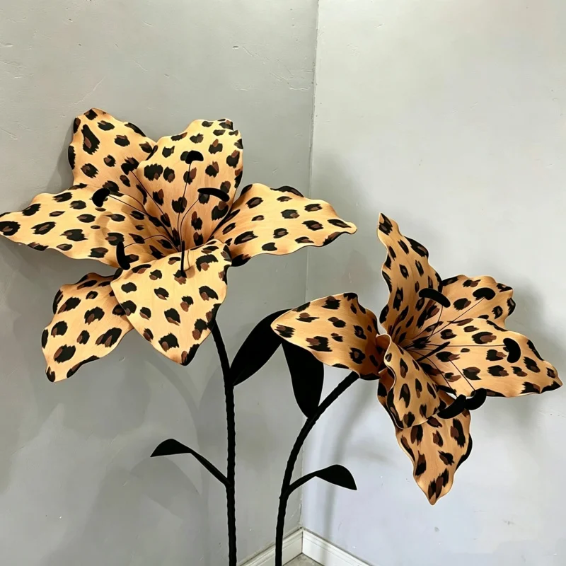 

50-80cm EVA Leopard Print Lily Flower Decorations Artificial Flowers Wedding Party Garden Decoration Window Display Home Decor