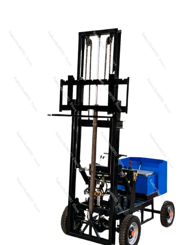 Small Electric Simple Forklift Vehicle-Mounted 1 Ton Four-Wheel Stacker Hydraulic Lifting Household Loader Truck