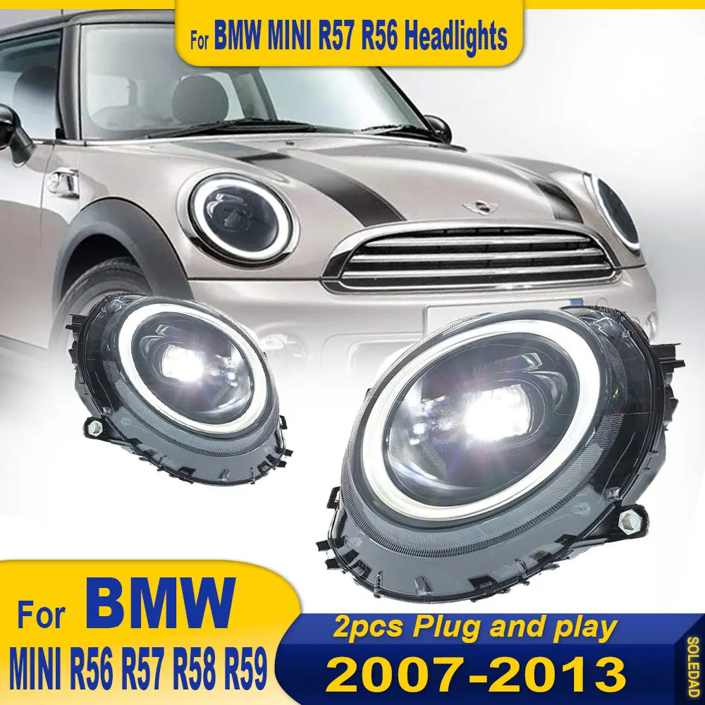 Car Front Lights For BMW Mini Coopers R56 R57 R58 R59 LED Headlight Assembly 2007 2008 2009-2013 Upgrade Led Car Accessories