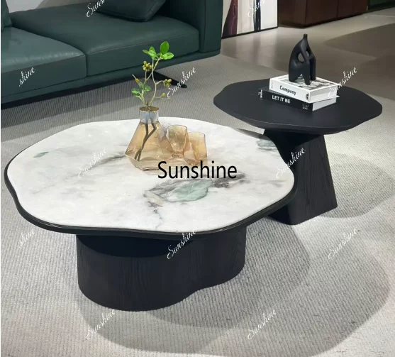 Italian minimalist light luxury round special-shaped coffee table combination