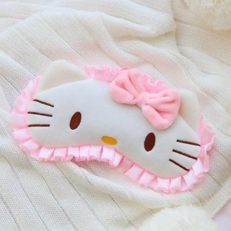 قناع عين للنوم من Kawaii Hello Kitty للنساء ، قناع نوم ، دانتيل ، عبوة ثلج ، جمال ، قطة لطيفة ، إكسسوارات هدايا ، بيع بالجملة