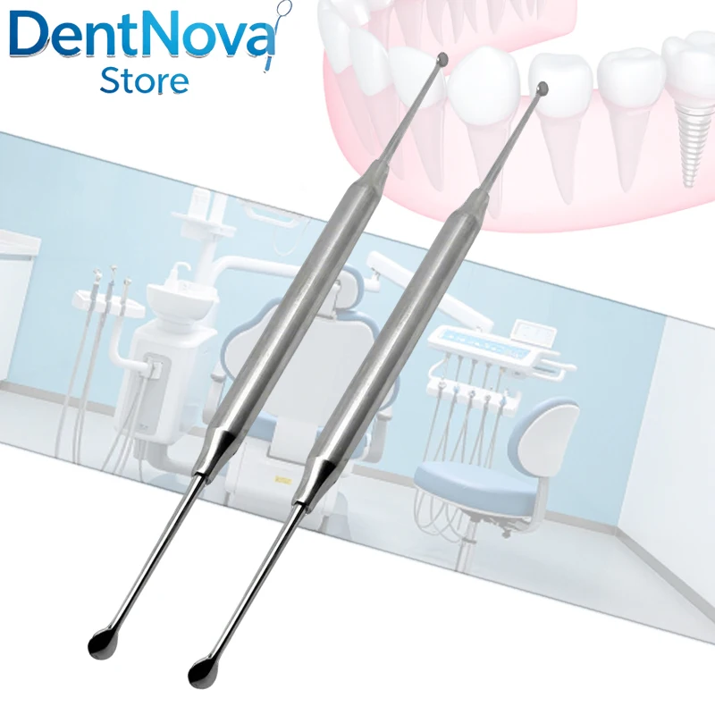 2pcs Dental Excavator Spoon Ergonomic Handle Restorative Dentistry Cavity Tool Stainless Steel