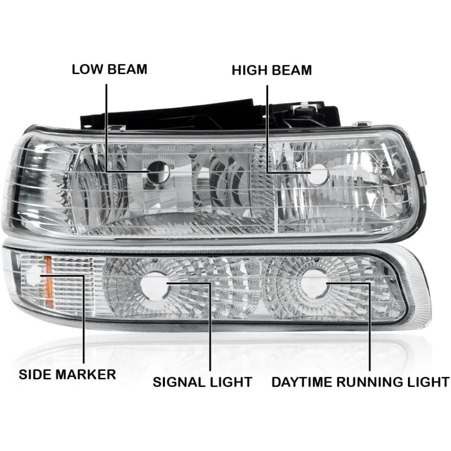 ชุดไฟหน้าที่ใช้ร่วมกันได้กับรถเชฟโรเลต ซิลเวอร์ราโด 1500 2500 ปี 1999-2002 ซิลเวอร์ราโด 1500HD 2500HD 3500 ปี 2000-2006 ทาโฮ ซับ