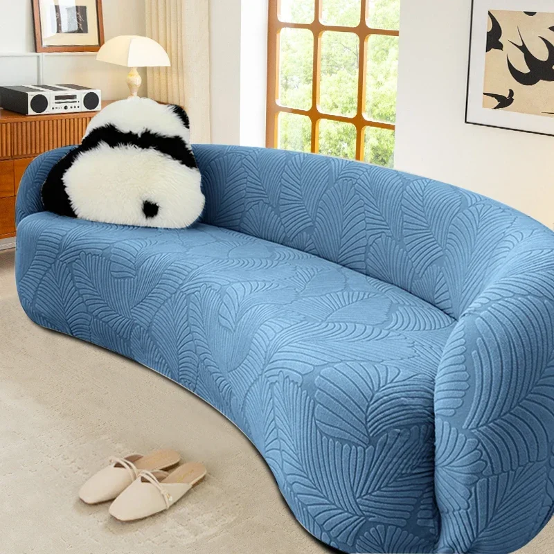 Shaped Semi-Circular Curved Sofa Cover Stretch Semi Circle Curved Couch Slipcover for Living Room, Washable Couch Slipcover
