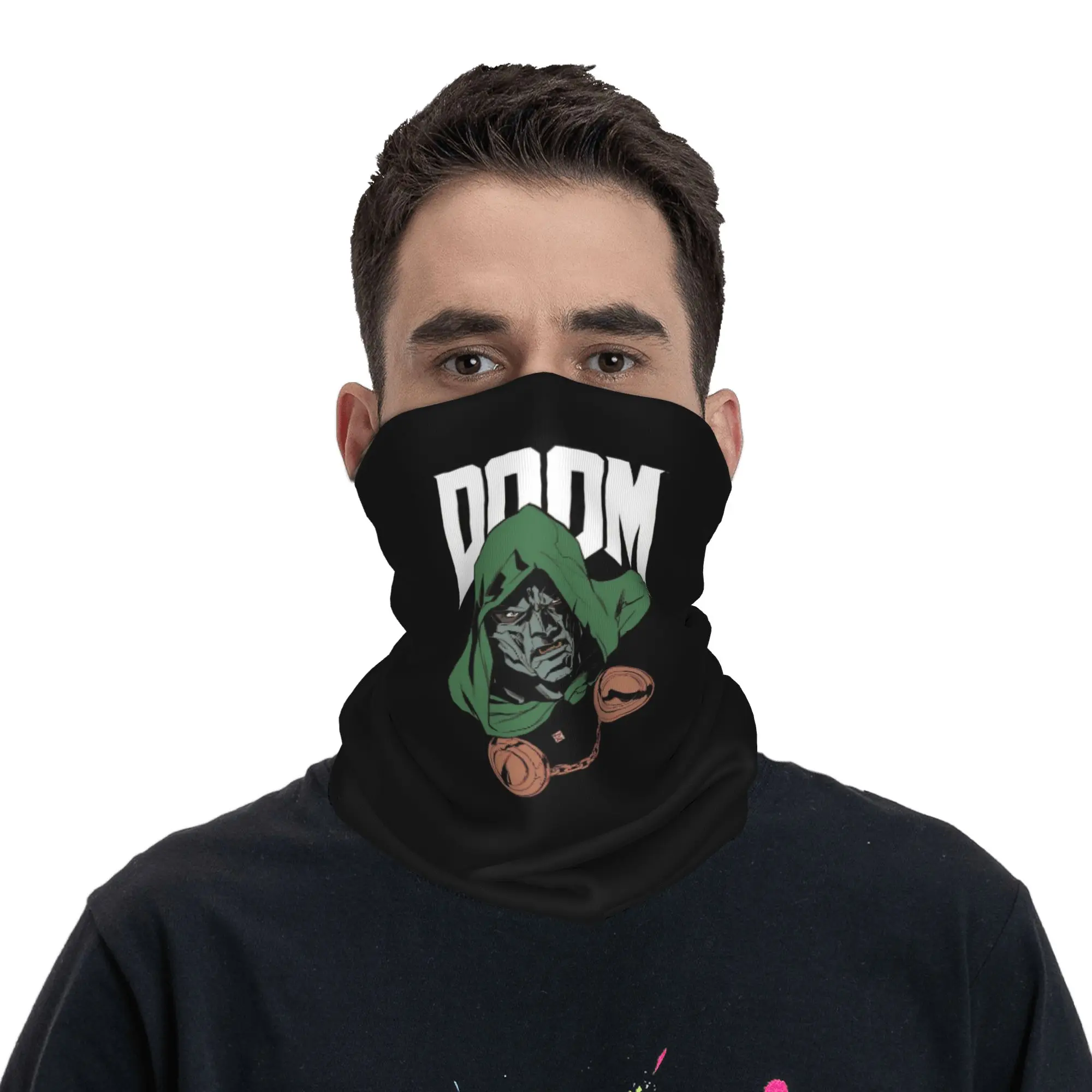 American Rapper MF Doom Mad Villain Music Artist Bandana Neck Cover Printed Magic Scarf Headband Hiking Fishing Unisex Adult