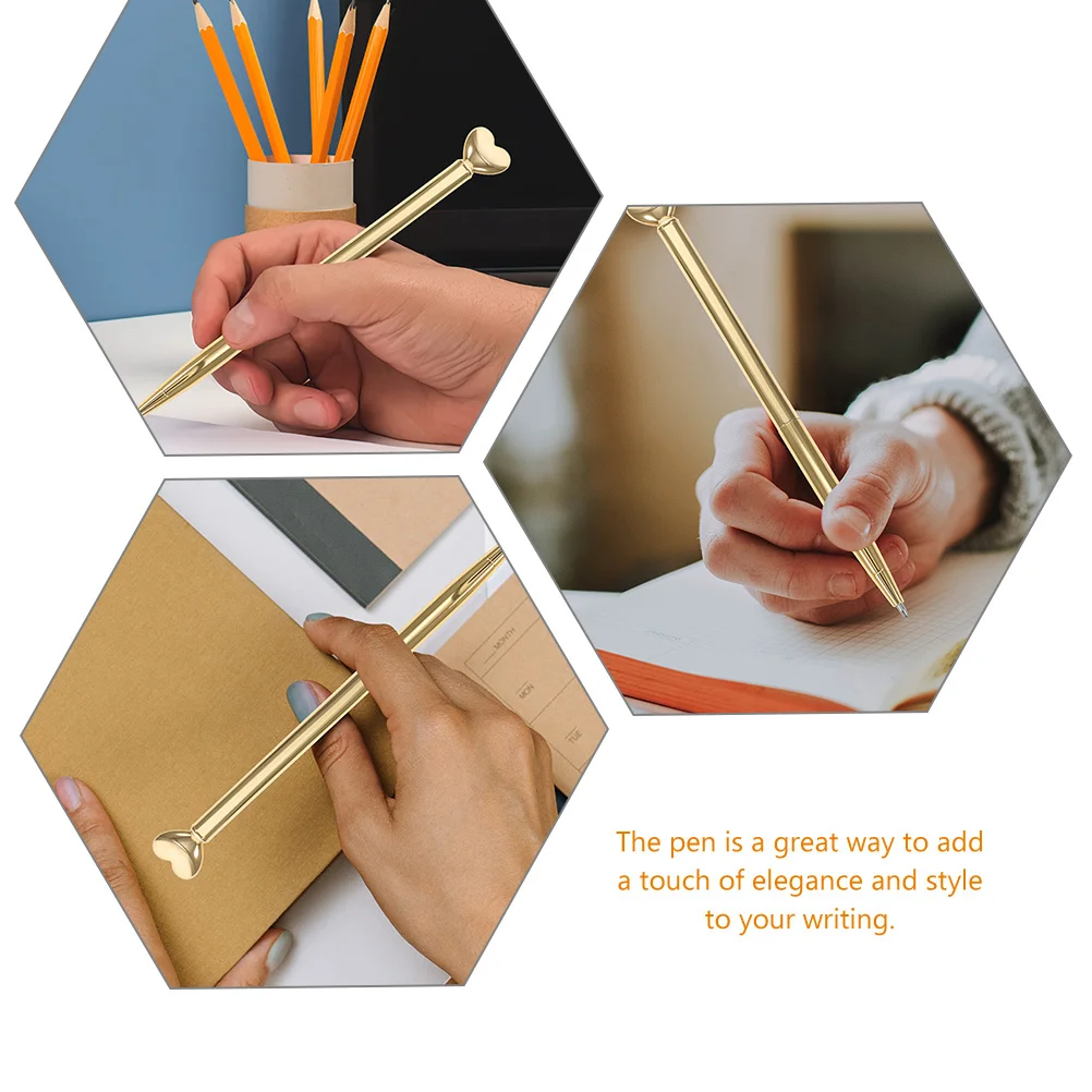 

9pcs Heart Shaped Metal Kawaii Cute Writing Pens For Office School Valentine Gift Guest Book Party Favor Decorative Pens