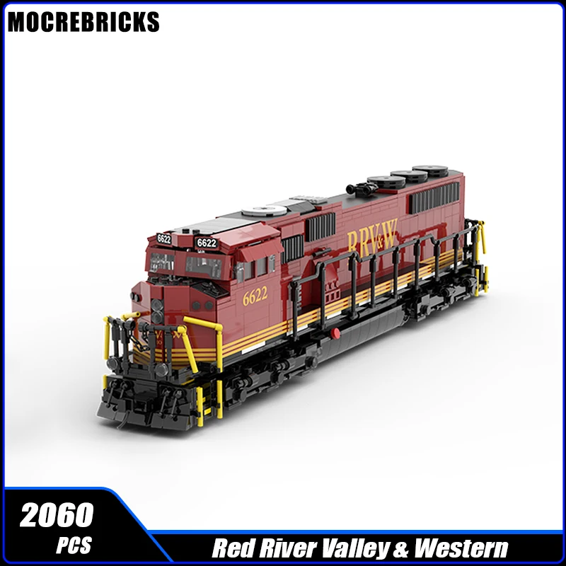 

MOC-147542 City Traffic Railway Red River Valley & Western SD70MAC Train Building Block Assembly Model Brick Toy Gifts