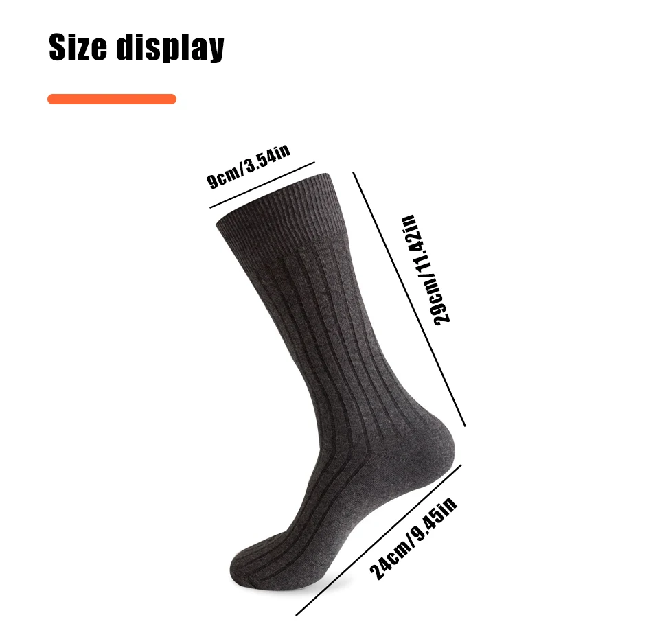 Herren-Kleid, lange Socken, Übergröße, Baumwolle, einfarbig, gestreift, Business, elastisch, ohne Knochen, atmungsaktiv, schweißabsorbierend, Socken für Herren – Detail 1