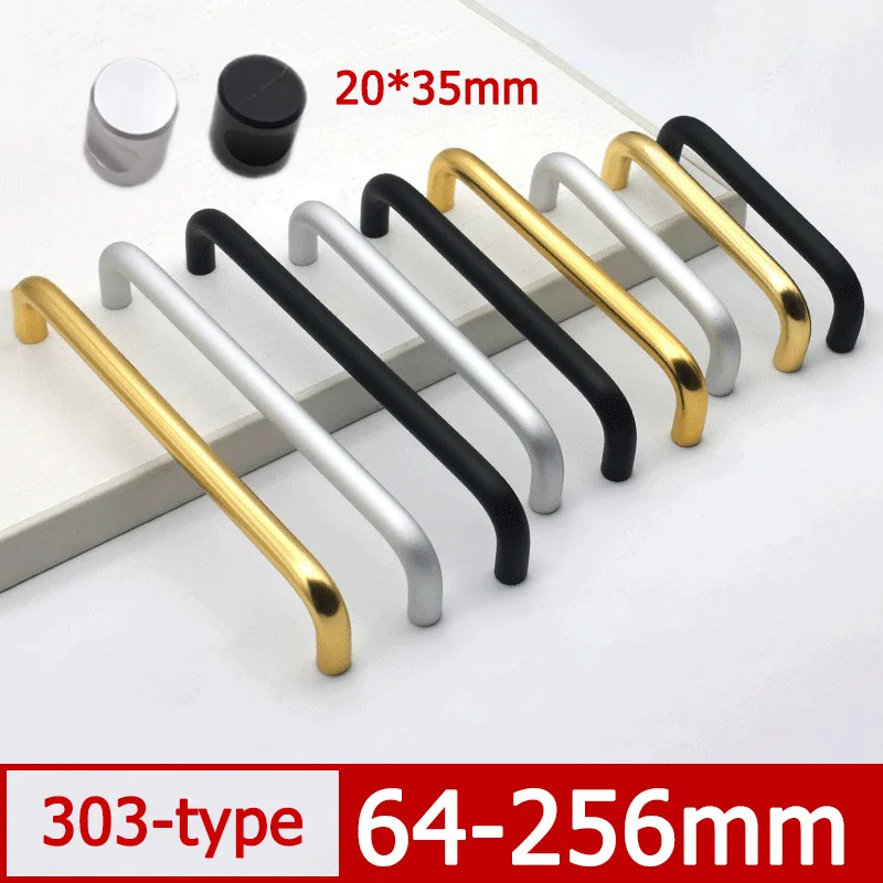 2pcs Length 64 96 128 160 192 256mm 303-Type Cabinet Handles Kitchen Door Handle Drawer Knob Aluminum Alloy Wardrobe Door Handle