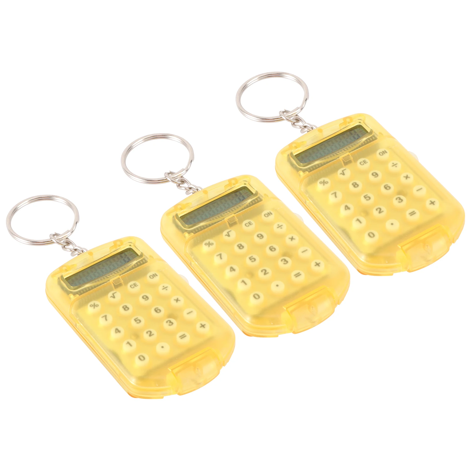 

3pcs Keychain Calculator Portable Ring Shaped Mini Desk Kids Clamshell Office Use Lightweight