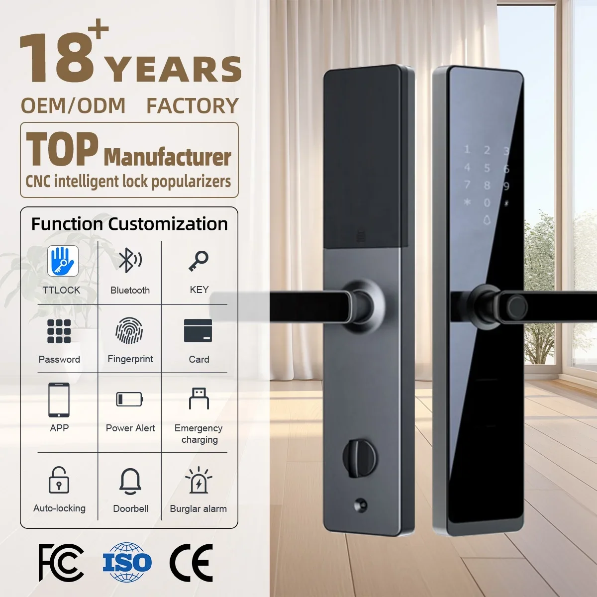 Ttlock Smartlock Password Keyless Entry Cerradura Inteligente Card Fingerprint Electronic Front Door Lock Smart Door Lock